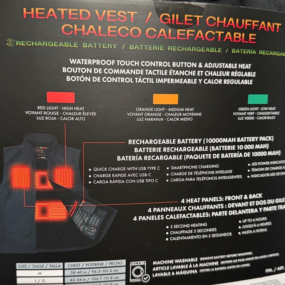 32 Degrees Black Heated Vest with Rechargeable Battery XL NWT - Picture 3 of 5